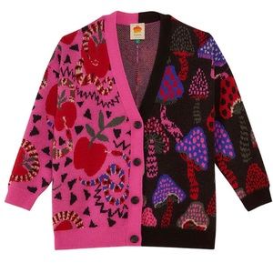 NWT Farm Rio Mixed Snake Mushroom Cardigan Sweater M